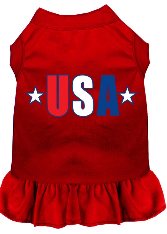 USA Star Screen Print Dress Red XS